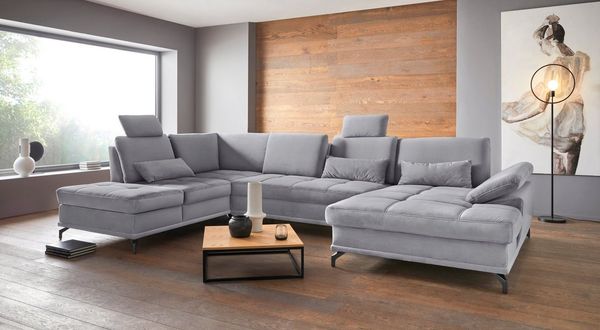 Places of Style Wohnlandschaft Costello L-Form, mit Sitztiefenverstellung, Armteilverstellung und, 3 Nierenkissen, optional Bettfunktion und Bettkasten