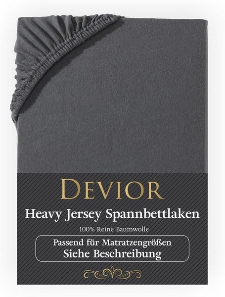 Devior Spannbettlaken Heavy aus 100% Baumwolle mit 160 g/m² - Blickdicht mit Einlaufschutz, Jersey, Gummizug: Rundumgummizug, Laken bis 15cm Matratzenhöhe - Spannbettlaken 140 x 200 cm Blickdicht