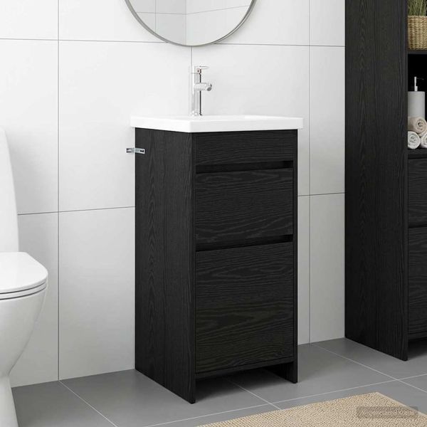 vidaXL Badezimmerschrank mit Waschbecken Schwarze Eiche 890721