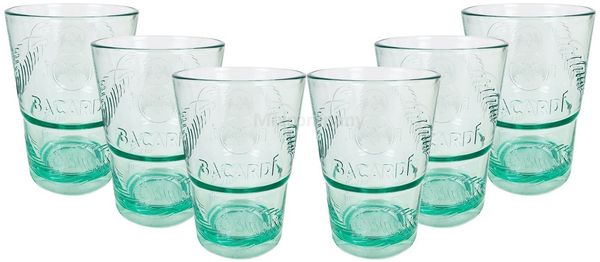 Acar Longdrinkglas Bacardi Rum KUNSTSTOFF Glas - Gläser Set - 6x Kunststoff Gläser Moj