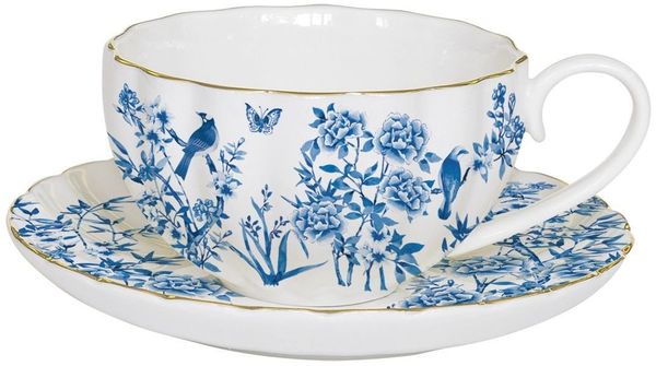 EasyLife Tasse Paradise Garden, Porzellan, Handwäsche empfohlen, Mehrfarbig, Blumen und Vogel, H: 7cm