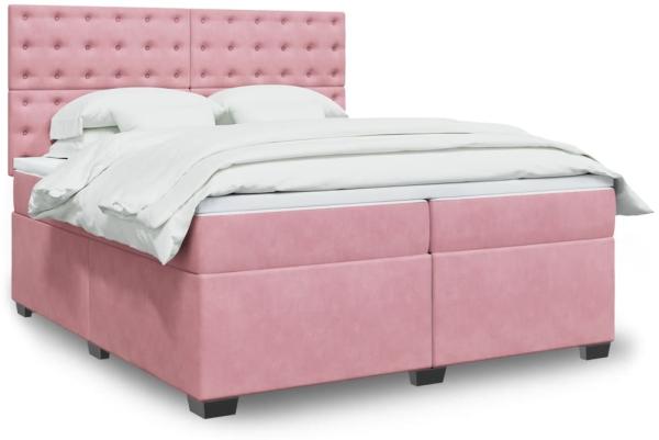 vidaXL Boxspringbett mit Matratze Rosa 200x200 cm Samt 3293319