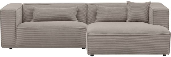 LeGer Home by Lena Gercke Ecksofa PIARA mit Kedernaht, Cord, Leinenoptik o. Strukturstoff, Couch, L-Form, wahlweise Ottomane rechts/links, schwarze Füße, bequemer Sitzkomfort