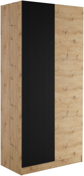 Kleiderschrank Cowilo 2D (Farbe: Artisan Eiche / Artisan Eiche + Schwarz)