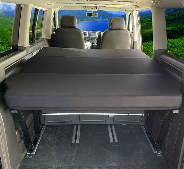 Klappmatratze Klappmatratze 2-Teilig für Renault Trafic Primastar Vivaro 1M (2C), BREMER SITZBEZÜGE, (Set, 3-teilig klappbare Schlafauflage), in Schwarz