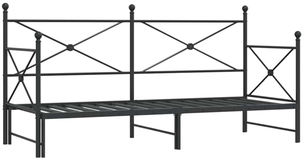 vidaXL Tagesbett Ausziehbar ohne Matratze Schwarz 90x200 cm Stahl 4104675