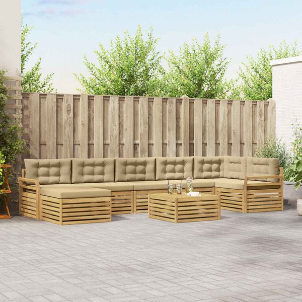 vidaXL Outdoor-Sofagarnitur mit Kissen 8 pcs Weiß und Beige 3390888