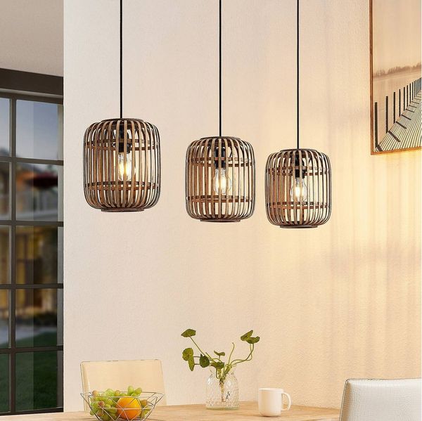 Lindby Hängeleuchte Canyana, Holz IP20, 3x40 W