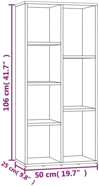 vidaXL Bücherregal Sonoma-Eiche 50x25x106 cm Holzwerkstoff 801110 Bild 7