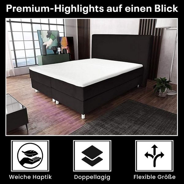 Best for Home Boxspringbett Boxspringbett Amelia – 7-Zonen-Taschenfederkernmatratze mit Topper (140x200 160x200 180x200 200x200 cm), Handwerksqualität,TOP- Preis-Leistungs-Verhältnis