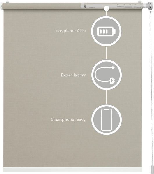 Lichtblick Sonnenschutzsysteme GmbH Bluetooth-Rollo Mailand 70 cm x 190 cm (BxL) stone Tageslicht; Klemm- und schraubbar; Motor per App oder manuell steuerbar Bild 3