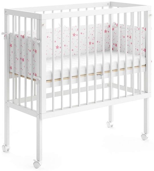 VitaliSpa Beistellbett Sophie, Weiß, 94x42.5 cm 2 Seitenschienen, höhenverstellbar mit Rollen und Befestigung am Elternbett