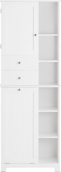 SoBuy BZR104-W Badezimmer-Hochschrank, MDF, Lackiert, Weiß, 60 x 171 x 37 cm