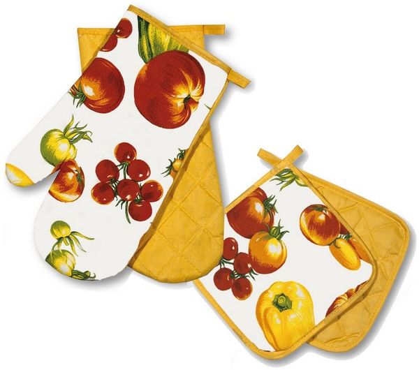 Delindo Lifestyle Topfhandschuhe und Topflappen, Ofenhandschuhe, Baumwoll-Mix, (4-tlg), Hitzebeständig bis 250 °C für maximal 15 Sekunden