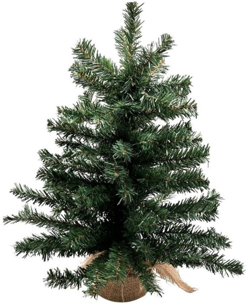 Bambelaa! Künstlicher Weihnachtsbaum 55 cm Grün Weihnachtsdeko mit flexiblem Design und Betonsockel im Jutesack für Büro und Zuhause (ca. 80 Äste)