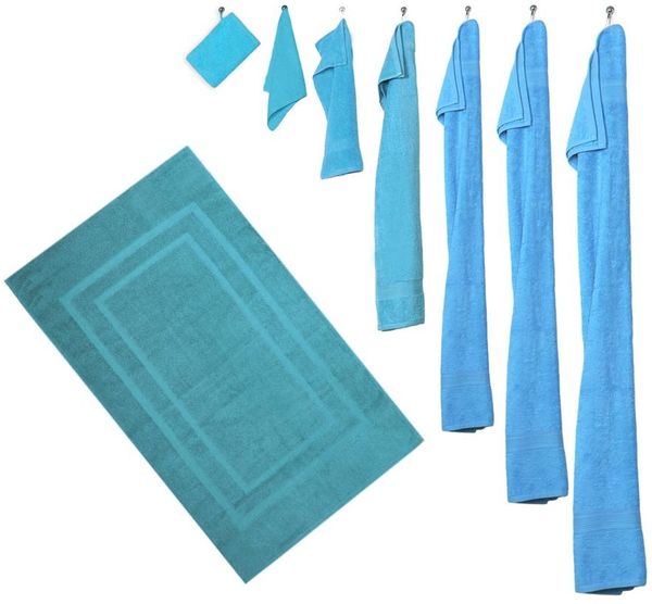 10er Set - 4 Gästetücher, 4 Handtücher, 2 Saunatücher - Hellblau