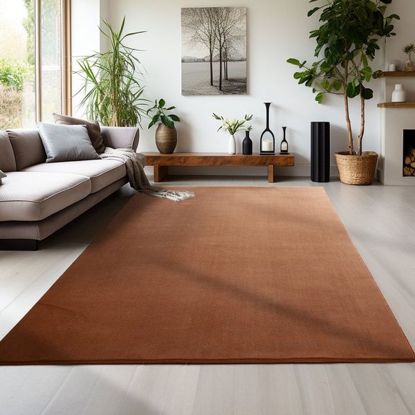 Carpettex Veloursteppich Unicolor - Einfarbig, Läufer, Höhe: 7 mm, Kurzflor Rund Teppich Anti-Rutsch Rückseite Waschbar Flauschiger