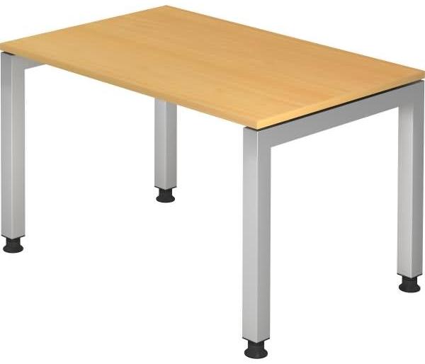 Schreibtisch JS12 U-Fuß / 4-Fuß eckig 120x80cm Buche Gestellfarbe: Silber