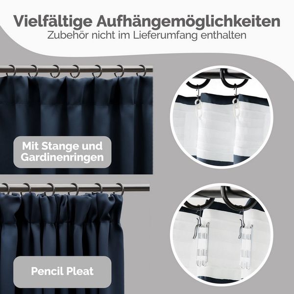 Blumtal Verdunkelungsvorhang Verdunkelungsvorhang 2er-Set Thermovorhang Wärme- & Kälteisolierend, OEKO TEX Zertifiziert mit Kräuselband
