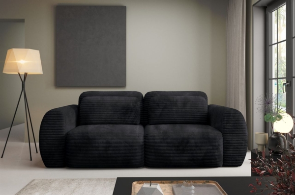 Sofa 2-Sitzer mit Schlaffunktion SIMONE in Stoff Ambience Schwarz