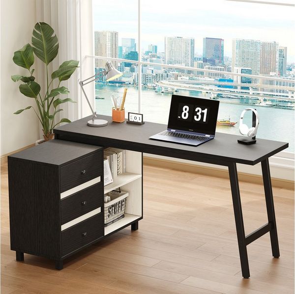 i@home Schreibtisch Homeoffice-Schreibtische (1-St, 3 geräumige Schubladen, 2 offene Regale), Eckschreibtisch 150×100×76 cm L-Form für Arbeitszimmer Studenten