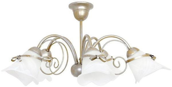Licht-Erlebnisse Deckenleuchte KOKARDA, ohne Leuchtmittel, Florale Deckenlampe Metall Glas in Gold Esszimmer Küche