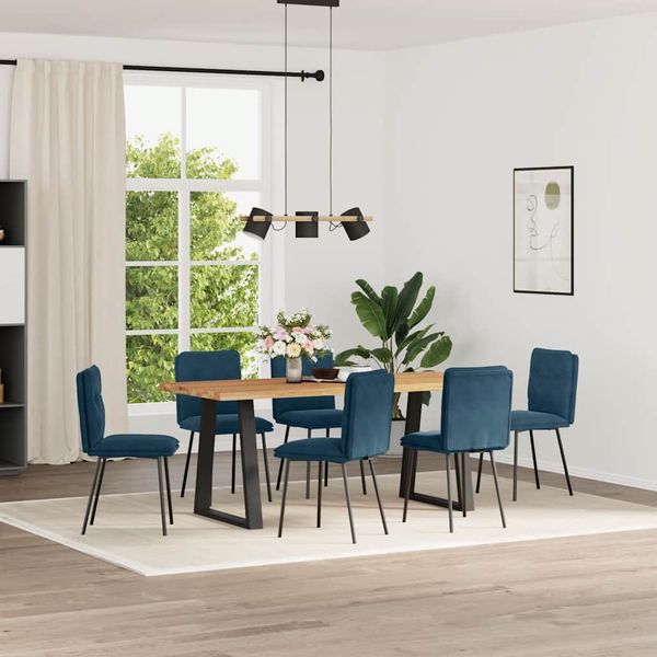 vidaXL Esszimmerstühle 6 Stk. Blau Samt 3315689