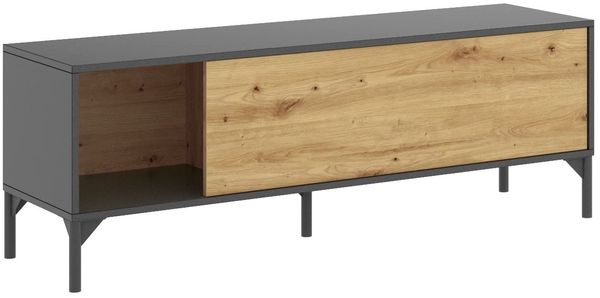 DEKIT GRUPO RIMOBEL LAK TV-Unterschrank, Melamin, Graphit und Nordic, 45 x 133 x 39 cm