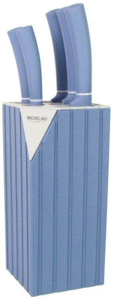 Michelino Messerblock - bestehend aus 5 Messern und einem Messerblock, Beidseitig geschliffen Klingen, Spülmaschinengeeignet
