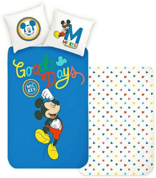 JACK Kinderbettwäsche Mickey Mouse Disney 135x200cm Good Days, Renforcé, 2 teilig, Bunt, mit Reißverschluss