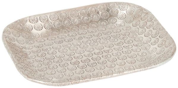 Marrakesch Orient & Mediterran Interior Dekotablett Tablett Kerzentablett Skandinavisch Janshir Silber 28cm Eckig, Handarbeit