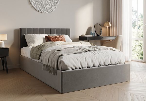 Home Collective Polsterbett mit Stauraum und Lattenrost Doppelbett Gepolstertes Bett (Verfügbare Größen: 140x200 und 160x200 cm), hydraulischer Bettkasten Kopfteil verstellbar samt dunkelgrau