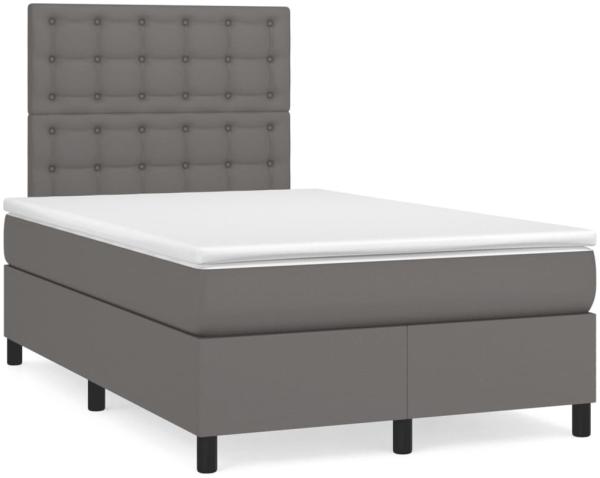 vidaXL Boxspringbett mit Matratze Grau 120x190 cm Kunstleder 3269981