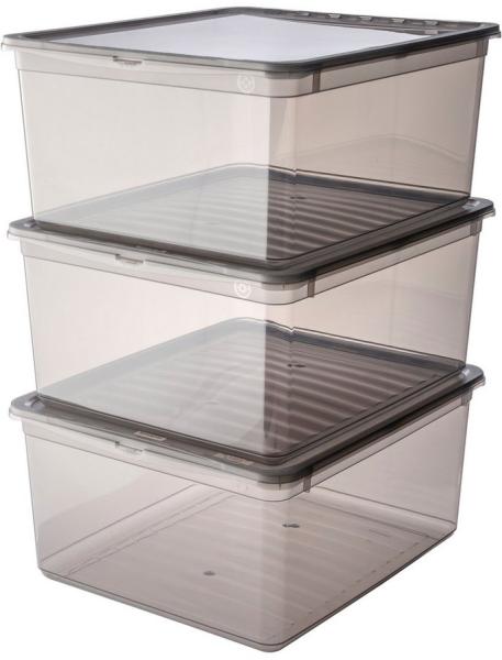 keeeper Aufbewahrungsbox bea, clearbox mit Air Control-System (Set, 3 St), 3 x 18 l, stapelbar, 39 x 33,5 x 18 cm