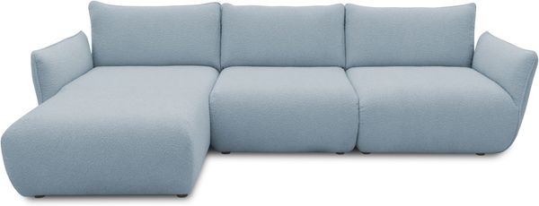 DOMO. collection Ecksofa 800 022, Modulsofa in L-Form mit Taschenfederkern und attraktiver Biese-Naht, Sofa, Polsterecke, Eckcouch 276 x 168 x 79 cm (BxTxH), hellblau