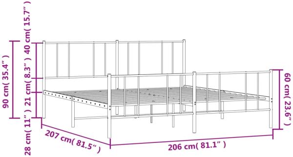 vidaXL Bettgestell mit Kopf- und Fußteil Metall Schwarz 200x200 cm 352505 Bild 9