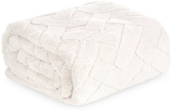 Wohndecke CARO Design91 Karierte Kuscheldecke ideales Geschenk Weiche warme Decke 70x160 cm creme