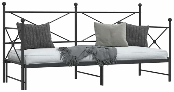 vidaXL Tagesbett Ausziehbar ohne Matratze Schwarz 80x200 cm Stahl 4104673 Bild 4