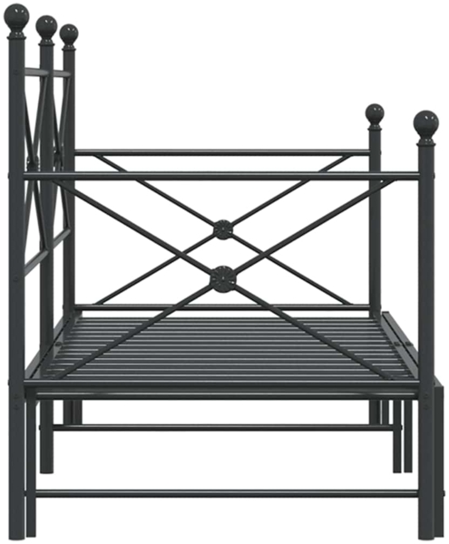 vidaXL Tagesbett Ausziehbar ohne Matratze Schwarz 80x200 cm Stahl 4104673 Bild 6