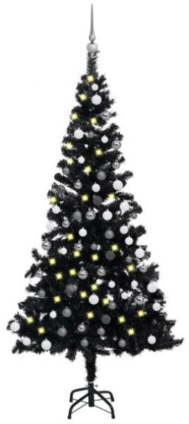 vidaXL Künstlicher Weihnachtsbaum Beleuchtung & Kugeln Schwarz 180 cm 3077676