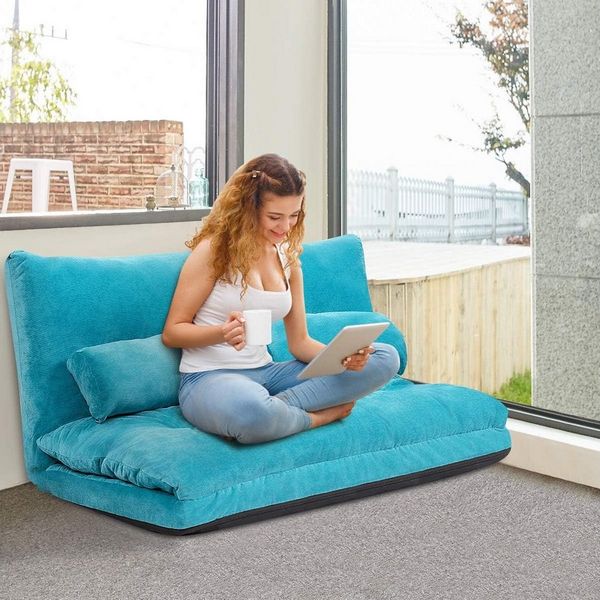 COSTWAY Schlafsofa, bettfunktion,verstellbare Rückenlehne,klappbar,Kissen