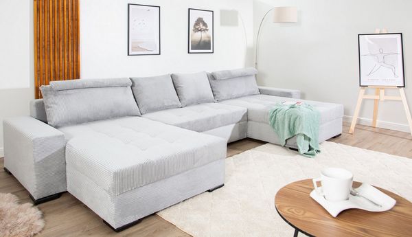 COLLECTION AB Wohnlandschaft Josy XXXL-Relax U-Form, B: 352 cm, Bettfunktion, Bettkasten & 2 Nackenkissen, Federkern