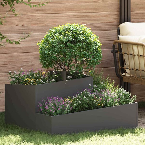 vidaXL Garten-Pflanzgefäß Schwarz 80 x 80 x 50 cm Kaltgewalzter Stahl 873578