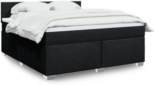 Boxspringbett mit Matratze, Stoff, Viereckige, grauer Fuß, Schwarz, 180x200 cm, true