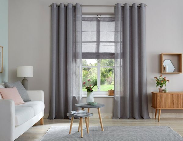OTTO home Gardine Fiete (1 St), Ösen, halbtransparent, Leinen Optik, monochrom, basic, pflegeleicht, verschiedene Größen