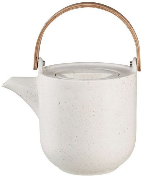 ASA Selection coppatea Teekanne mit Holzgriff sencha, Kanne, Porzellan, Weiß matt, 1 L, 19370193