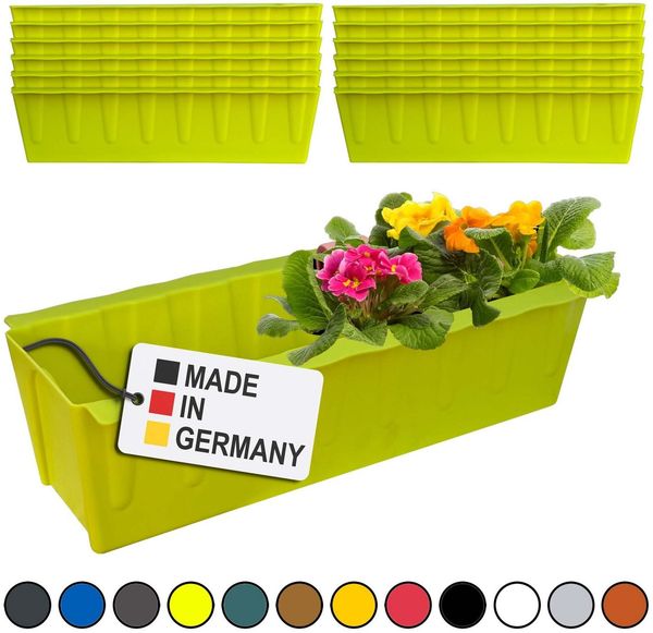 Hossi's Wholesale 12 Euro-Paletten Blumenkästen-Einsätze | 37,3cm Hellgrün | Pflanzkasten für Europalette Palette | Balkonkasten | Blumentopf | aus stabilen Kunststoff | Made in Germany