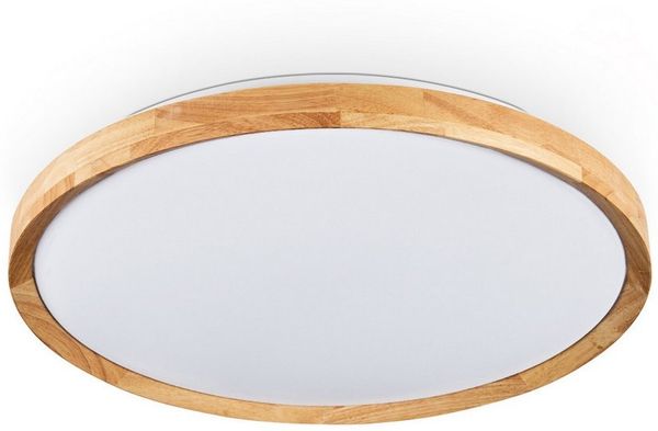 hofstein Deckenleuchte Deckenpanel aus Metall/Kunststoff/Bambus in Weiß/Natur, LED wechselbar, 3000-6500 Kelvin