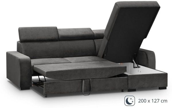 Beautysofa Ecksofa mit Schlaffunktion Fox II, mit verstellbaren Kopfstützen, 237 cm L-Form, mit universelle Ottomane Bild 2