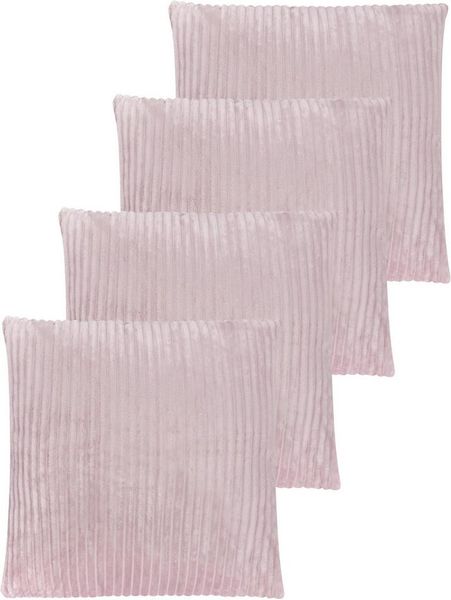 Aspero Kissenbezüge 4er Set Kissenbezüge aus Streifen-Flanell 45x45 cm, Weiche Sofakissen aus hautsympathischem Material
